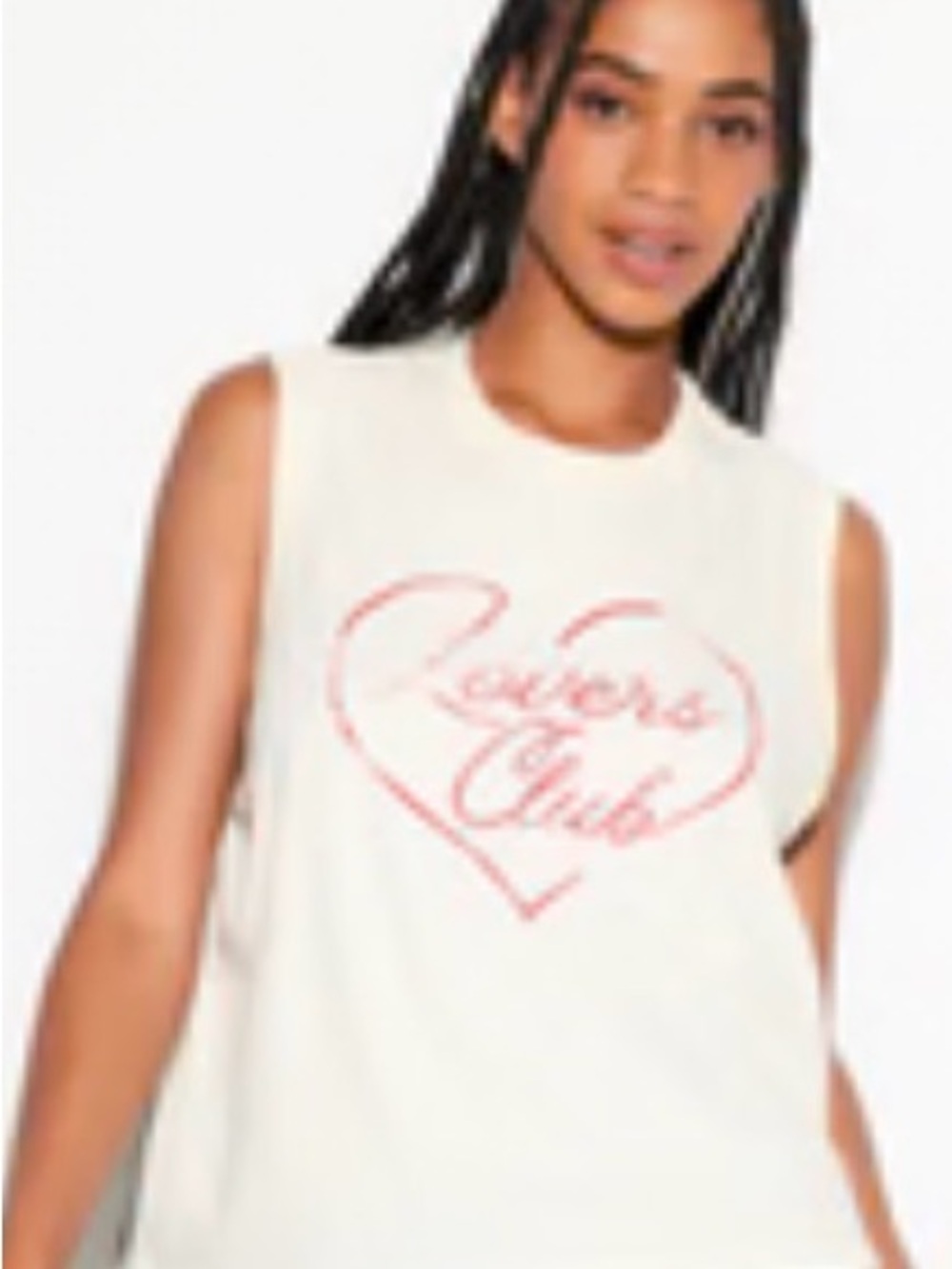 Spiritual Gangster White Muscle Tee with Pink 'Lovers Club' Heart Graphic